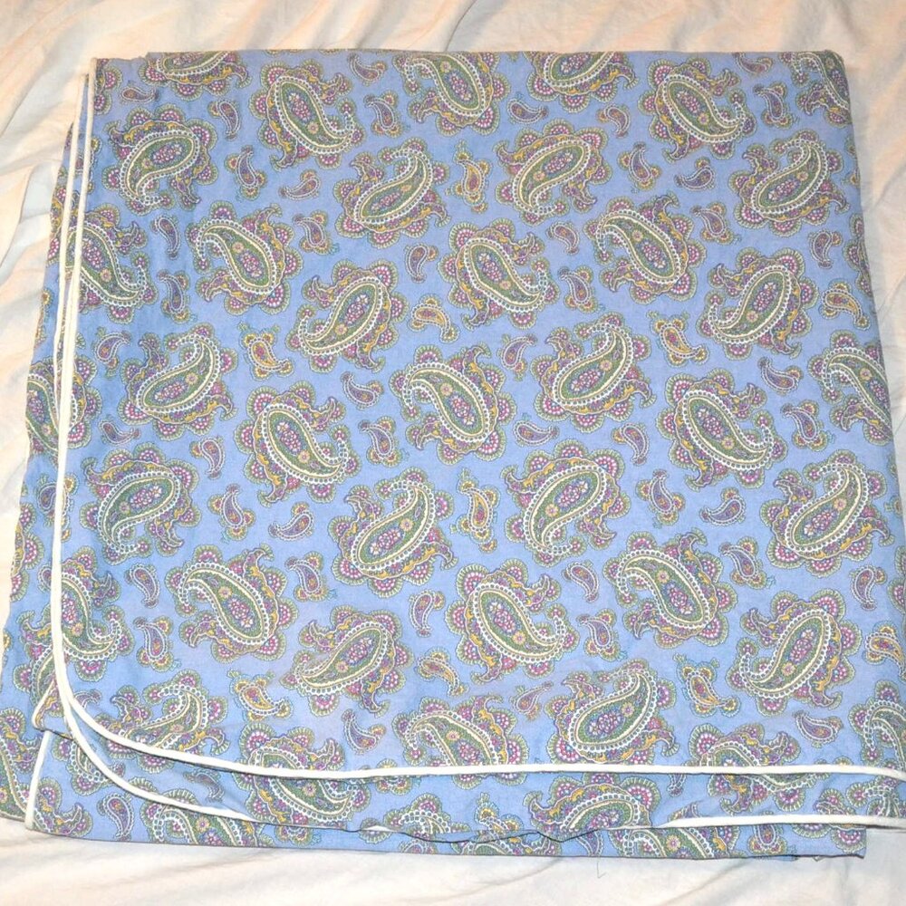 RALPH LAUREN Studio Paisley Oceanside Blue QUEEN Duvet Cover 100% Cotton ITALY